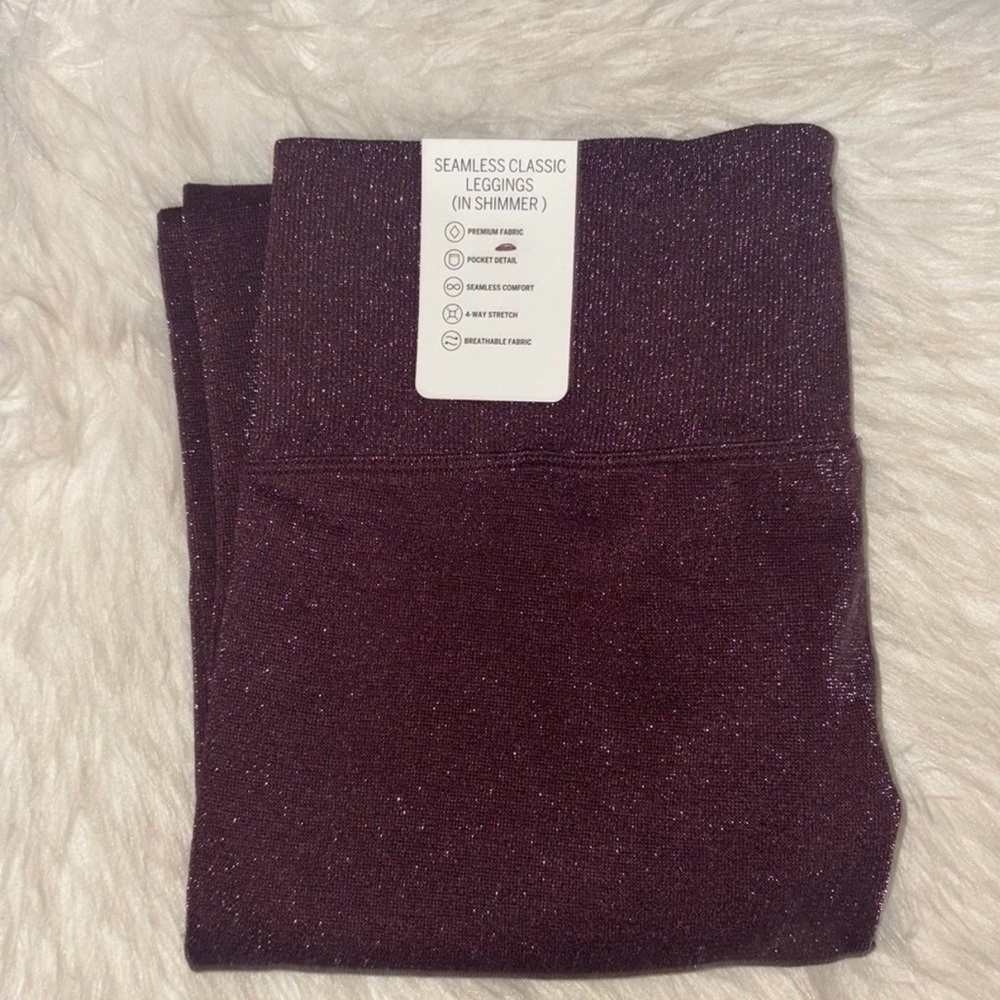 PINK Victoria's Secret Seamless Shimmer Leggings w/Plunge Sports Bra Top 2pc Set - Picture 4 of 5